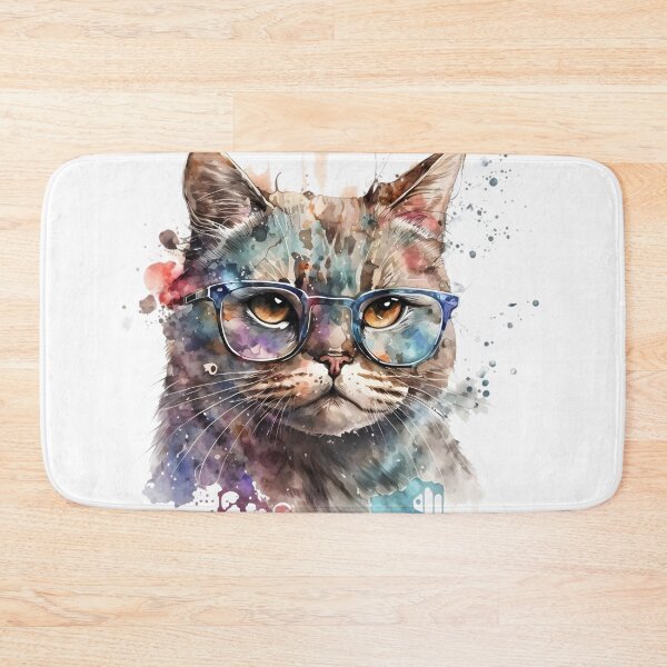 Item preview, Classy Cat – Watercolor Cat with Glasses designed and sold by ThePrintForge.