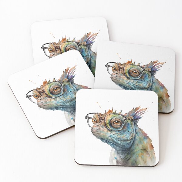 Item preview, Smarty Scales – Watercolor Lizard with Glasses designed and sold by ThePrintForge.
