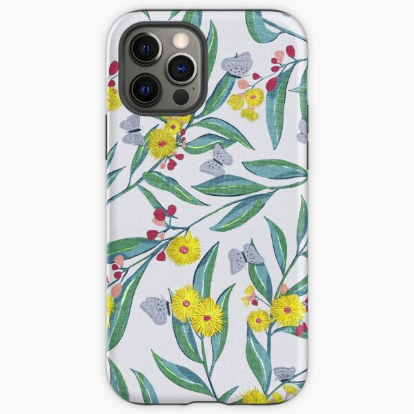 Item preview, Australian Eucalyptus Blossoms and Butterflies on Light Blue – Botanical Pattern designed and sold by IndahBode.