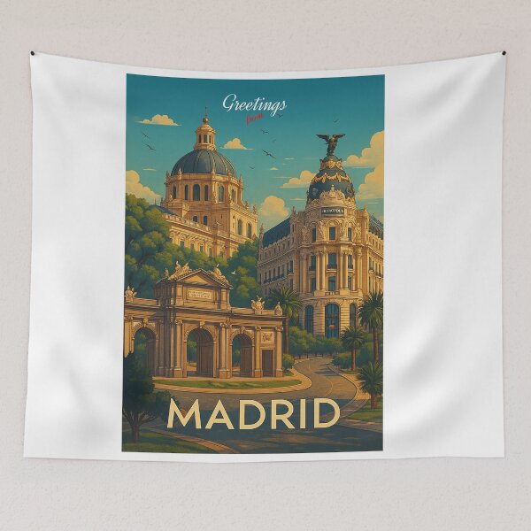 Item preview, Greetings from MADRID Spain - Modern Colorful City View designed and sold by Earth Celebration Designs.