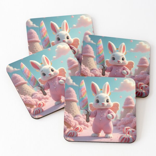 Item preview, Killer Kawaii Bunny – Angel Rabbit with Rainbow Knife in Candyland designed and sold by TeeWyrm.