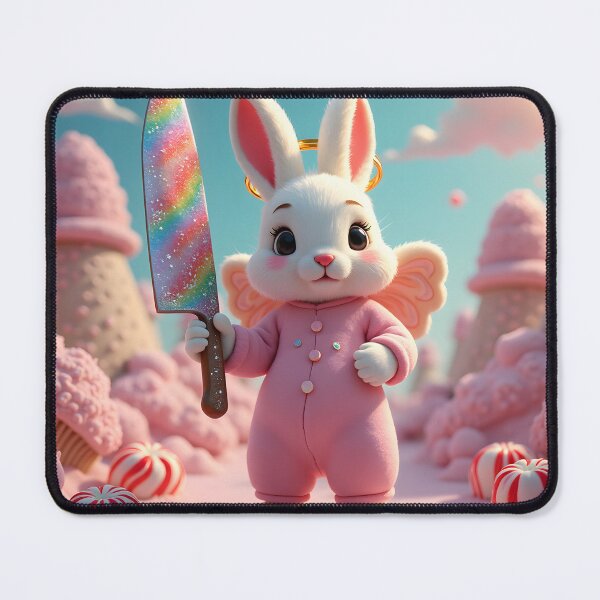 Item preview, Killer Kawaii Bunny – Angel Rabbit with Rainbow Knife in Candyland designed and sold by TeeWyrm.