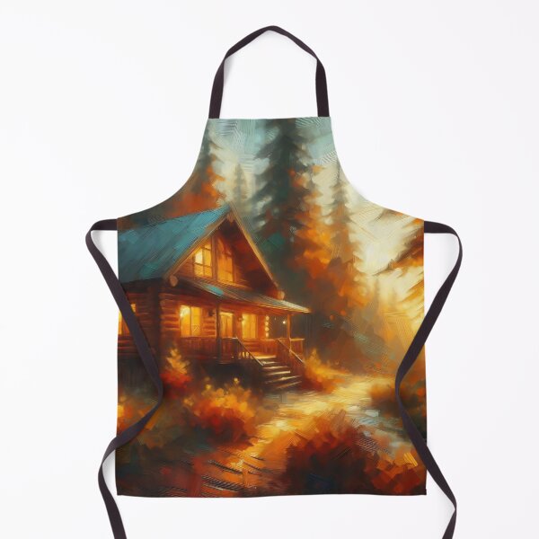 Item preview, Autumn Cabin Retreat – Impressionist Landscape Painting designed and sold by Dino-Lune.