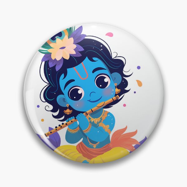 Item preview, Baby Krishna with Flute | Cute Hindu God Art for Kids & Nursery Decor designed and sold by Asapusri.