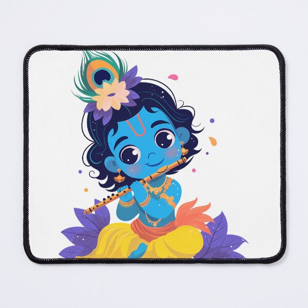 Item preview, Baby Krishna with Flute | Cute Hindu God Art for Kids & Nursery Decor designed and sold by Asapusri.