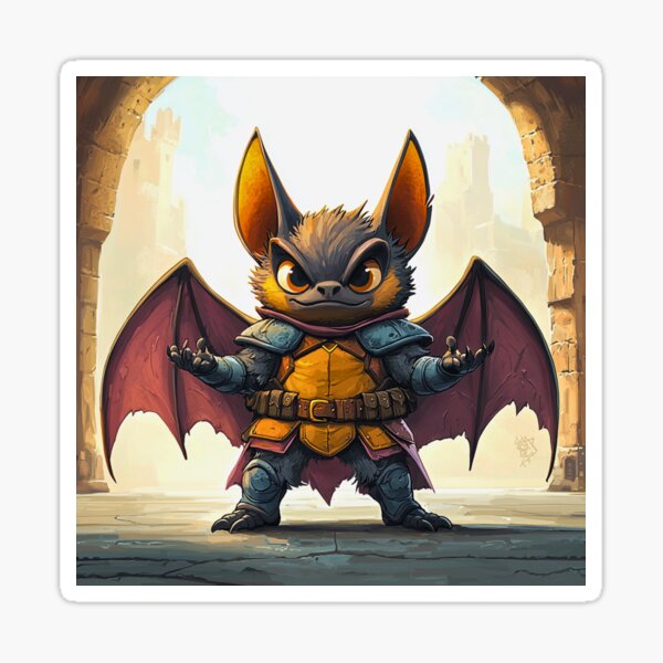 Item preview,  Title: Battle-Ready Bat Knight designed and sold by MYTHIC PEEL STICKERS.