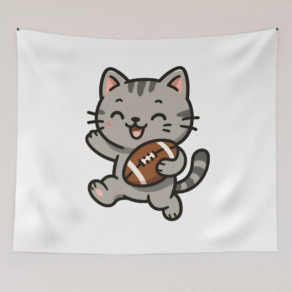 Item preview, Cute Kawaii Cat Playing Football  designed and sold by HobsS.