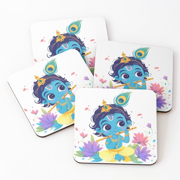Item preview, Little Krishna on Flowers Playing Flute | Cute Baby Krishna Art for Kids & Decor designed and sold by Asapusri.
