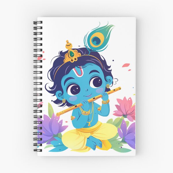 Item preview, Little Krishna on Flowers Playing Flute | Cute Baby Krishna Art for Kids & Decor designed and sold by Asapusri.