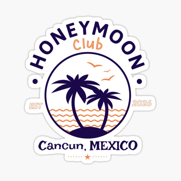 Item preview, Honeymoon Club – Cancun, Mexico 2026 Sunset Design | Tropical Wedding Trip Souvenir Sticker & Travel Keepsake designed and sold by Memorph.