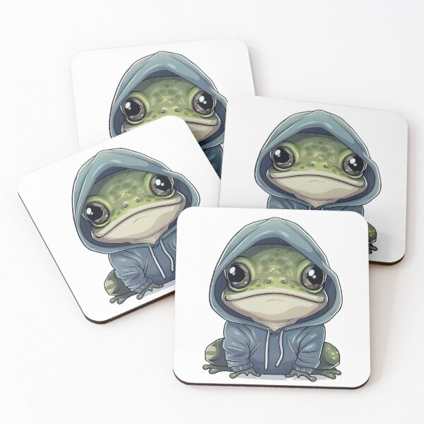 Item preview, Sad Kawaii Frog in Navy Hoodie – Quiet Lo-fi Companion Design designed and sold by WojcikDesigners.