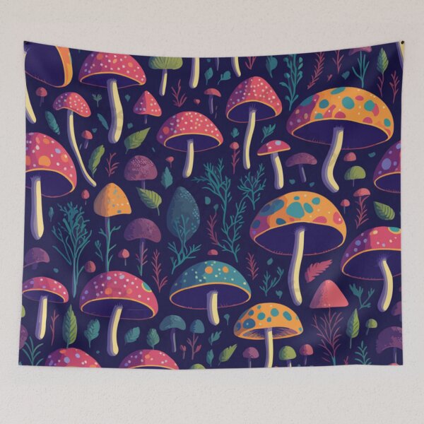 Item preview, blue background mushroom design skirts designed and sold by anandsiva2703.