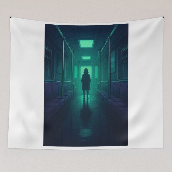 Item preview, Subway Phantom – Cyberpunk Anime Scene in Neon Underground – Neo Tokyo Nights designed and sold by Domci.