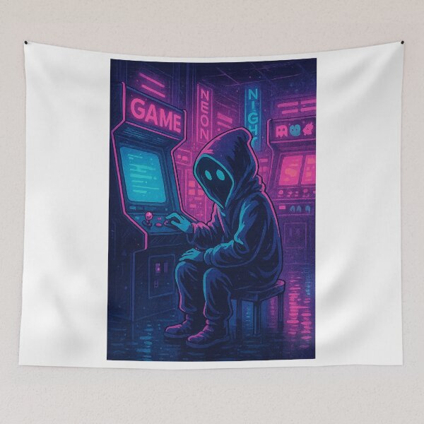 Item preview, Arcade Ghost – Vaporwave Anime Spirit at Retro Game Hall – Neo Tokyo Nights designed and sold by Domci.