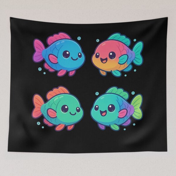 Item preview, Kawaii Rainbow Parrot Fish designed and sold by DamioPolArt.