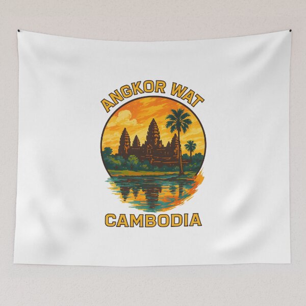 Item preview, Angkor Wat Cambodia Travel Art - Ancient Khmer Temple Illustration designed and sold by inkNext.