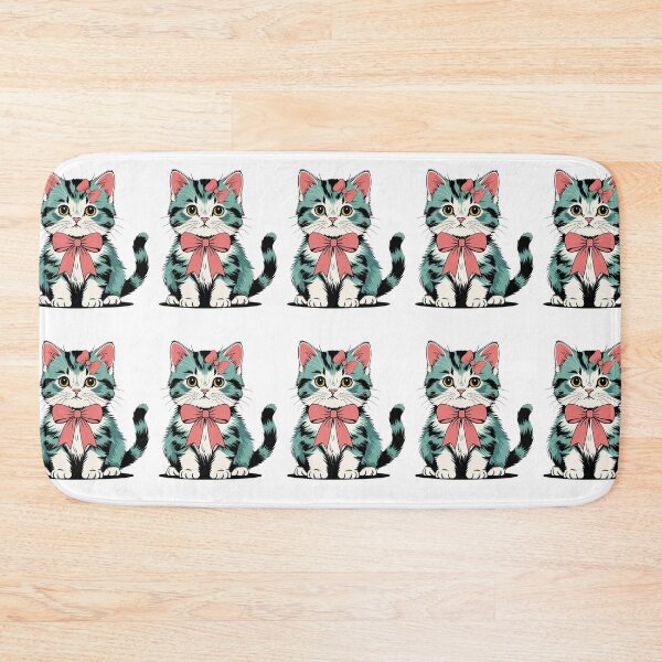 Item preview, Vintage Kitten Wearing Bow Stickers Design designed and sold by AKANKEDESIGN.