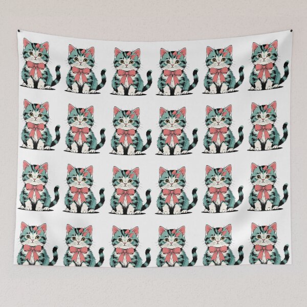 Item preview, Vintage Kitten Wearing Bow Stickers Design designed and sold by AKANKEDESIGN.