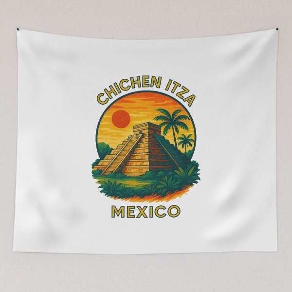 Item preview, Chichen Itza Mexico Travel Poster – Mayan Pyramid Wall Art designed and sold by inkNext.