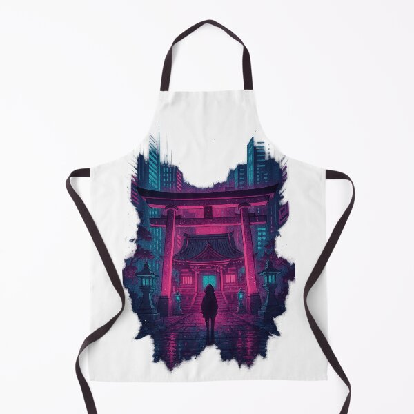 Item preview, Neon Shrine – Futuristic Japanese Temple in Cyberpunk Tokyo Nightscape – Neo Tokyo Nights designed and sold by Domci.
