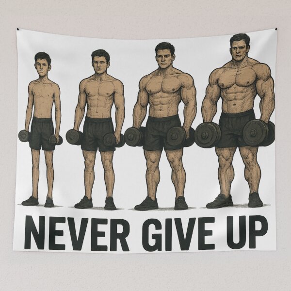 Item preview, Bodybuilder Progression – Never Give Up Gym Motivation designed and sold by AdliUltra.