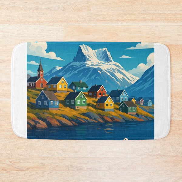 Item preview, Nuuk Greenland Colorful Houses and Arctic Fjord designed and sold by Aryabek.