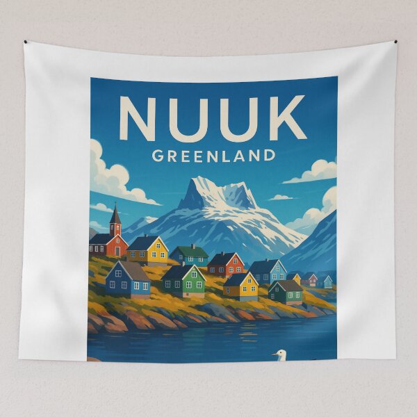 Item preview, Nuuk Greenland Colorful Houses and Arctic Fjord designed and sold by Aryabek.