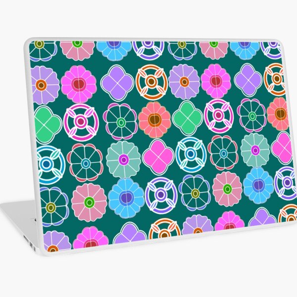 Item preview, Abstract Flower Pattern inspired by Madhubani art - Teal Green designed and sold by Svasti Arts and Designs.
