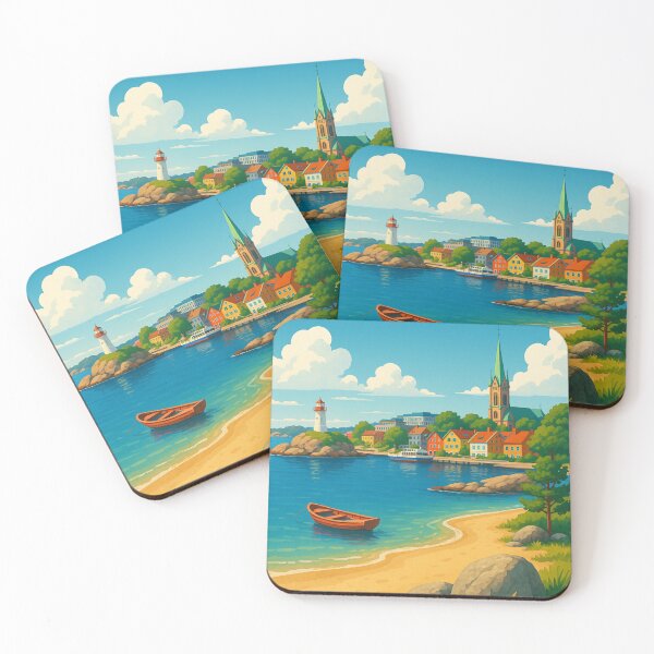 Item preview, Kristiansand Norway Lighthouse and Colorful Town designed and sold by Aryabek.