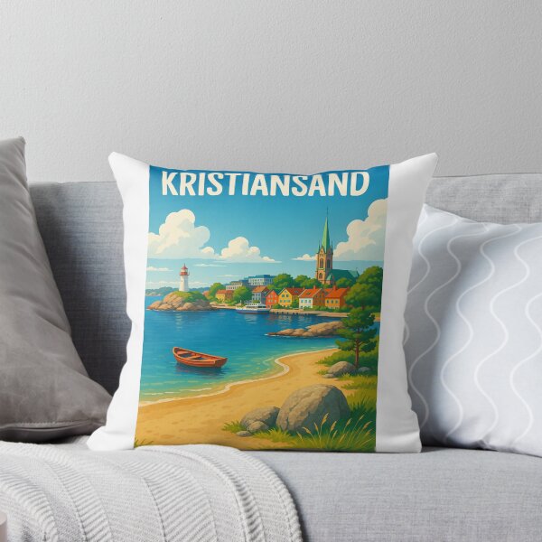 Artikelvorschau, Leuchtturm und farbenfrohe Stadt Kristiansand in Norwegen entworfen und verkauft von Aryabek.