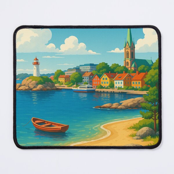 Item preview, Kristiansand Norway Lighthouse and Colorful Town designed and sold by Aryabek.