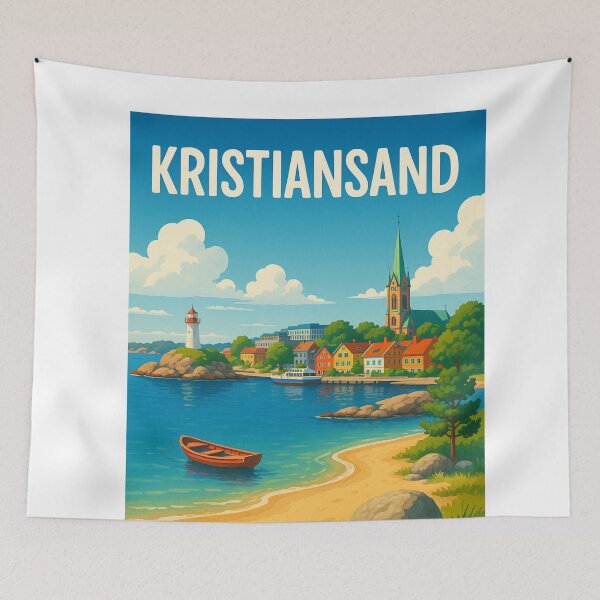 Item preview, Kristiansand Norway Lighthouse and Colorful Town designed and sold by Aryabek.