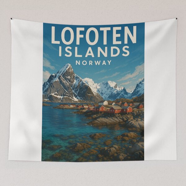 Item preview, Lofoten Islands Norway Coastal Peaks and Cabins designed and sold by Places On Earth.