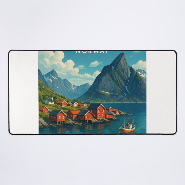 Item preview, Lofoten Islands Norway Fjord Village and Boats designed and sold by Places On Earth.