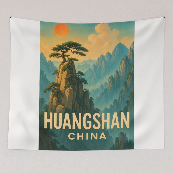 Item preview, Huangshan China Pine Peaks and Sunset designed and sold by Places On Earth.