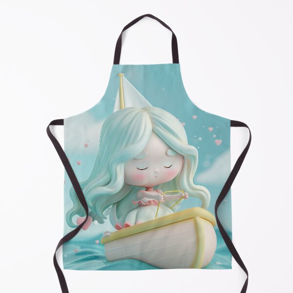 Item preview, Chibi Venus in Heart Boat – Calm Ocean Goddess of Love designed and sold by GoldenChiArt.