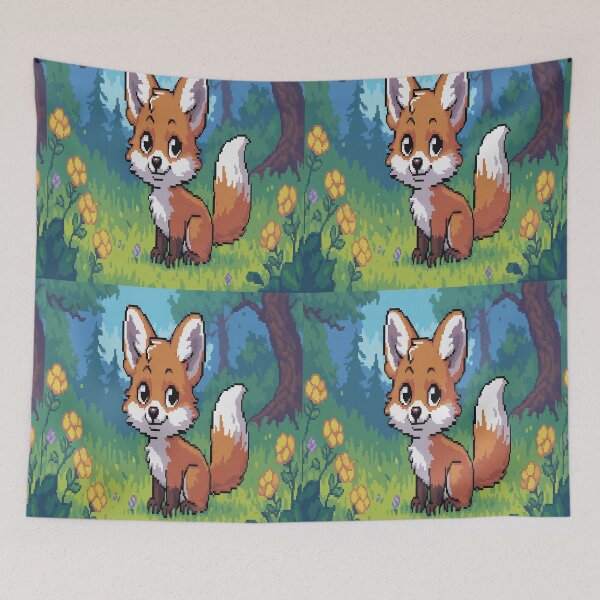 Item preview, Pixel Adorable Orange Baby Fox Smiling designed and sold by SilentSpirits.