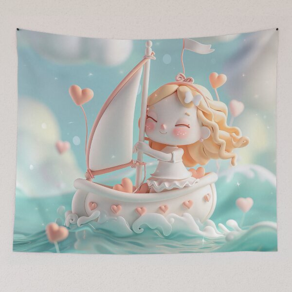 Item preview, Playful Baby Venus – Heart Boat Goddess on Magical Sea designed and sold by GoldenChiArt.