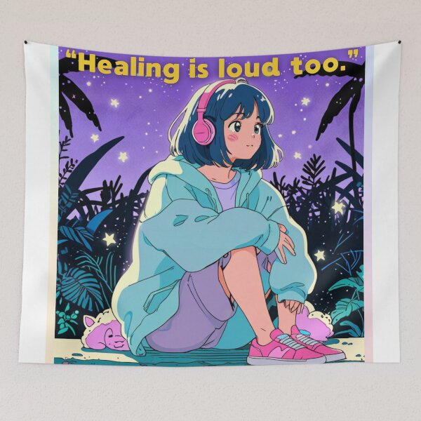 Item preview, Healing Is Loud Too – Dreamy Anime Girl Emotional Aesthetic Design designed and sold by KomoFrames.