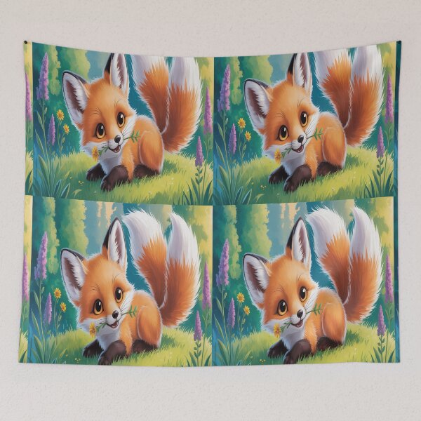 Item preview, Game style baby fox with flower in mouth designed and sold by SilentSpirits.