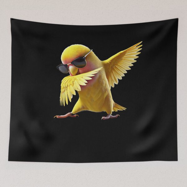 Item preview, Dabbing Rosy Faced Yellow Lovebird Parrot Lover Birding designed and sold by Kimberley King Art  King Art.