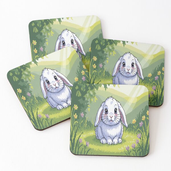 Item preview, Pixel game style of a cute white bunny designed and sold by SilentSpirits.