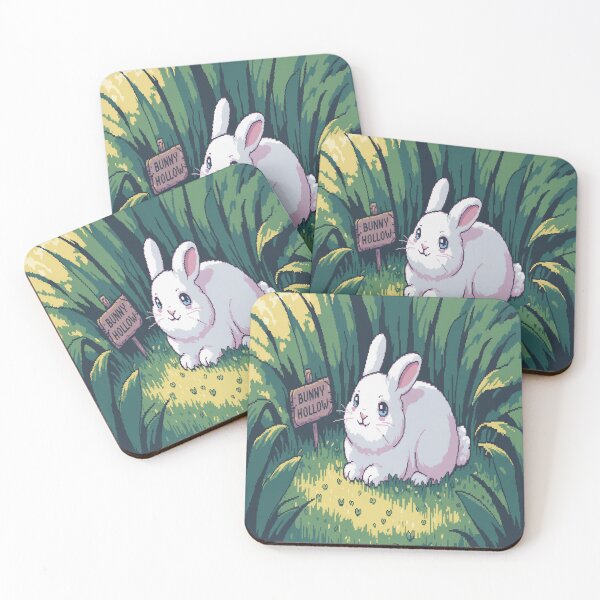 Item preview, Pixel game style white bunny designed and sold by SilentSpirits.