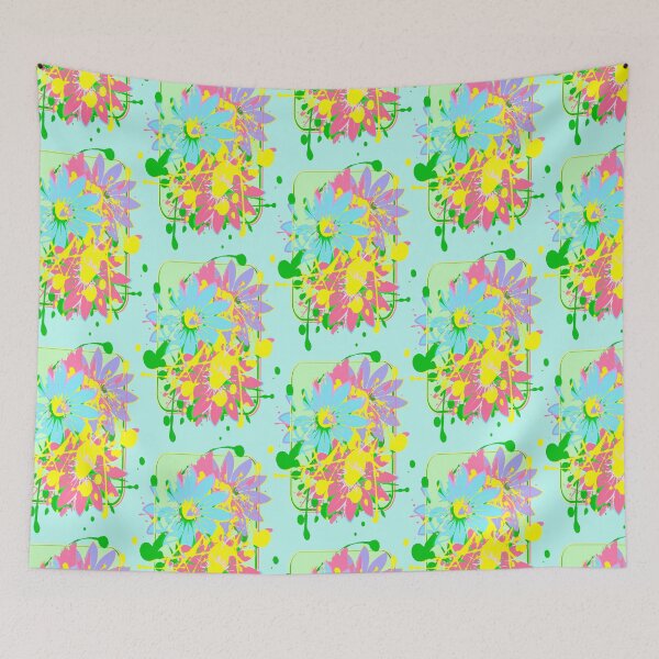 Item preview, flowers summer many colorful splashes of color comic clip art designed and sold by MyREDBlack.