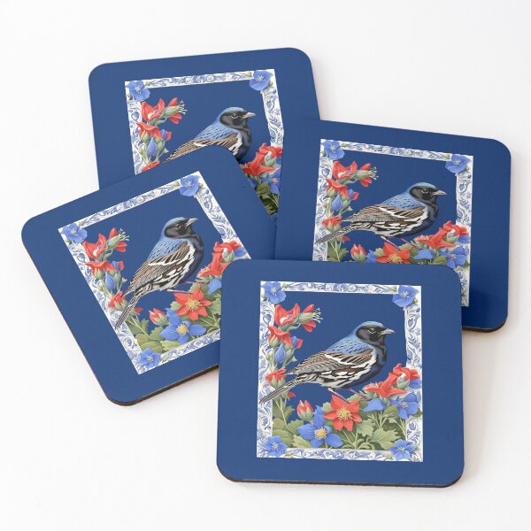 Item preview, A Lark Bunting Surrounded by Colorado Blue Columbine Border Cut Out designed and sold by taiche.