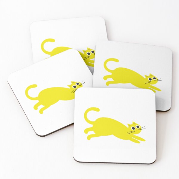 Item preview, Urban Coffee Cats – Citrus yellow on green with blue accents designed and sold by colorofmagic.