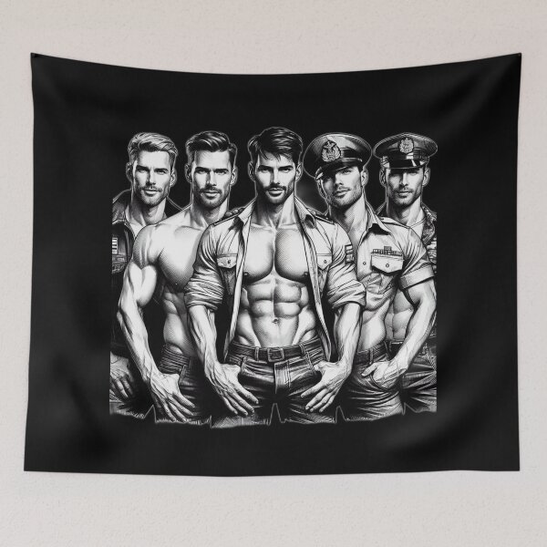 Item preview, The Boys Are Back Tom of Finland Tribute Military Gay Pride Graphic Design designed and sold by ItsAKinkThing.