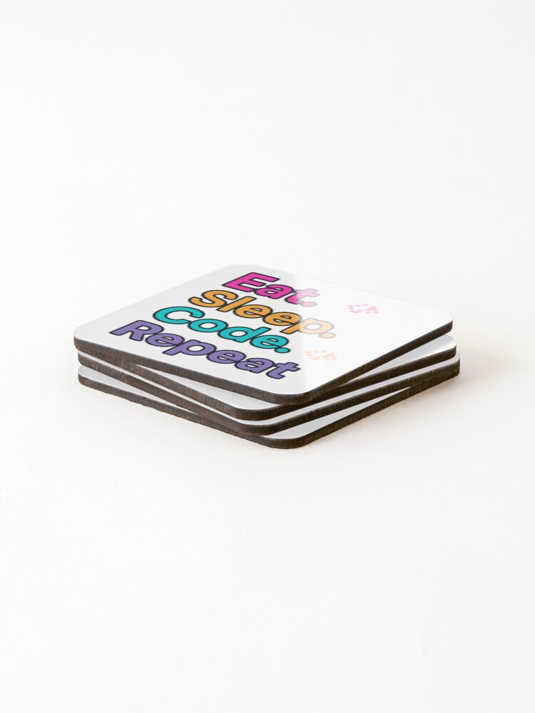 Thumbnail 4 of 5, Coasters (Set of 4), Eat Sleep Code Repeat Programmer designed and sold by TONSNAP.