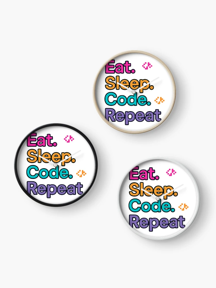 Thumbnail 3 of 4, Clock, Eat Sleep Code Repeat Programmer designed and sold by TONSNAP.