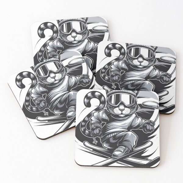 Item preview, Snow Cat – Cool Skiing Cat in Retro Style designed and sold by Qonli-Officjal.